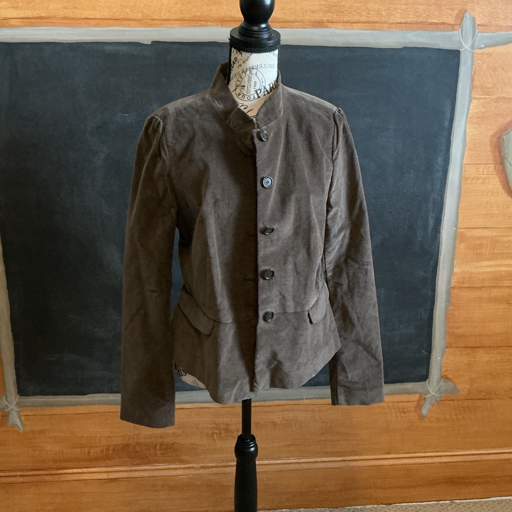 NWT Loft size 10 chocolate brown velvet blazer with pockets